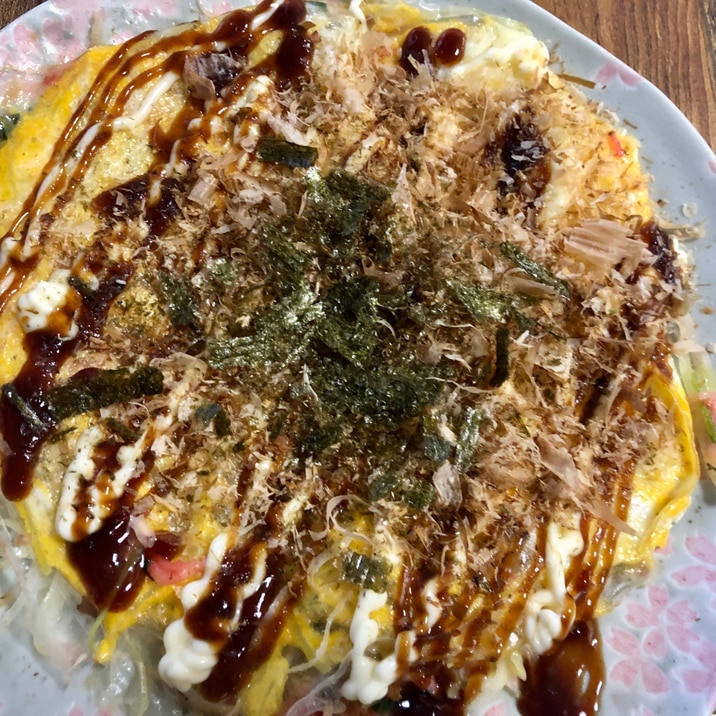 ライスペーパーレシピ♪桜エビのお好み焼き風